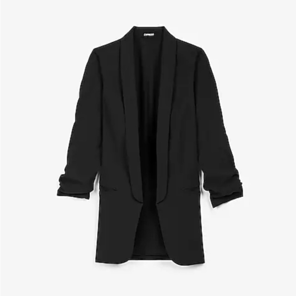 Express Ruched Sleeve Boyfriend Blazer, Size: Small
